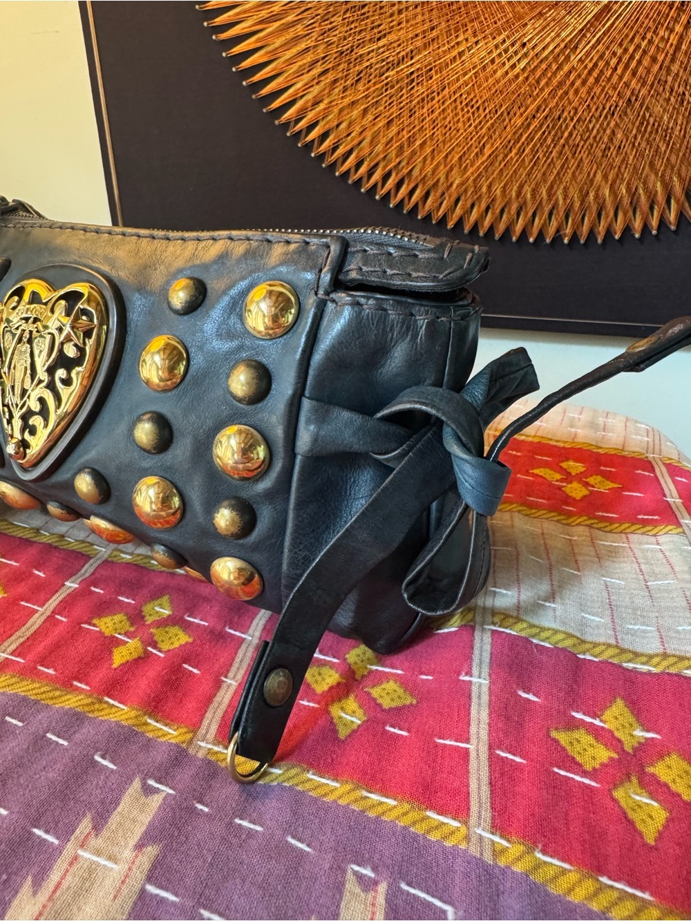 Gucci Hysteria Leather Studded Clutch Bag Blue/Black - Picture 3 of 16